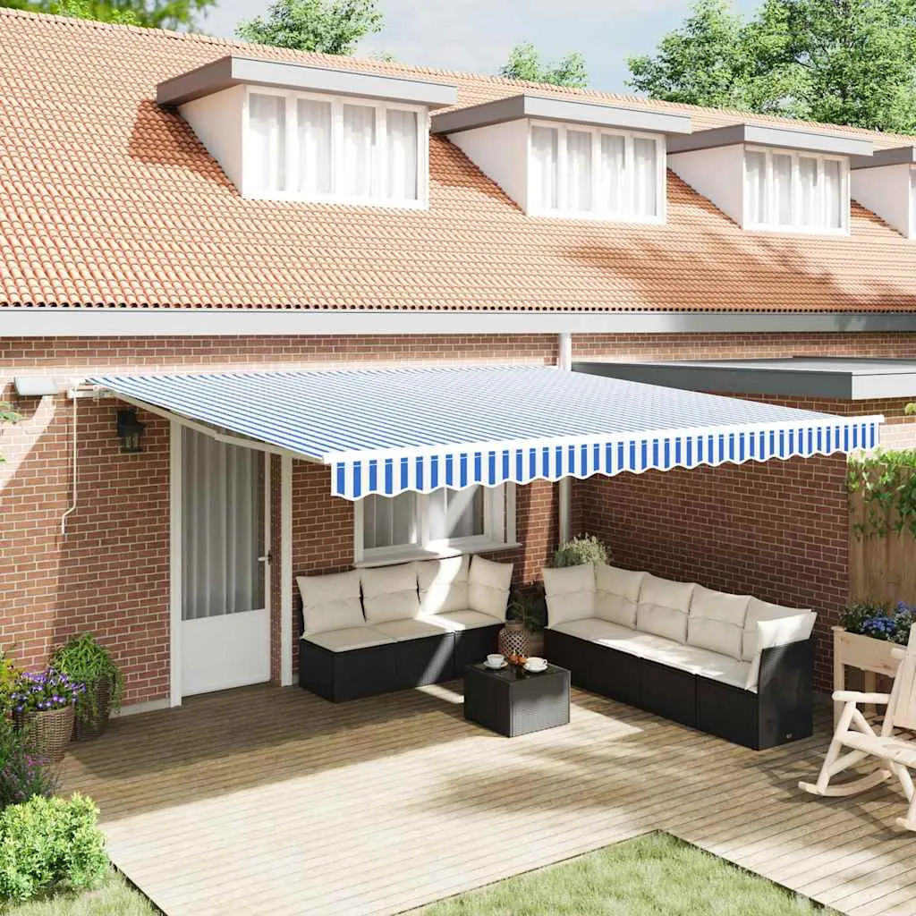 vidaXL Povlačivi tende Plava i bijela 500 × 300 cm - Venlo