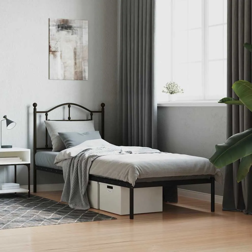 vidaXL Metalni okvir za krevet s uzglavljem crni 90x190 cm - Venlo
