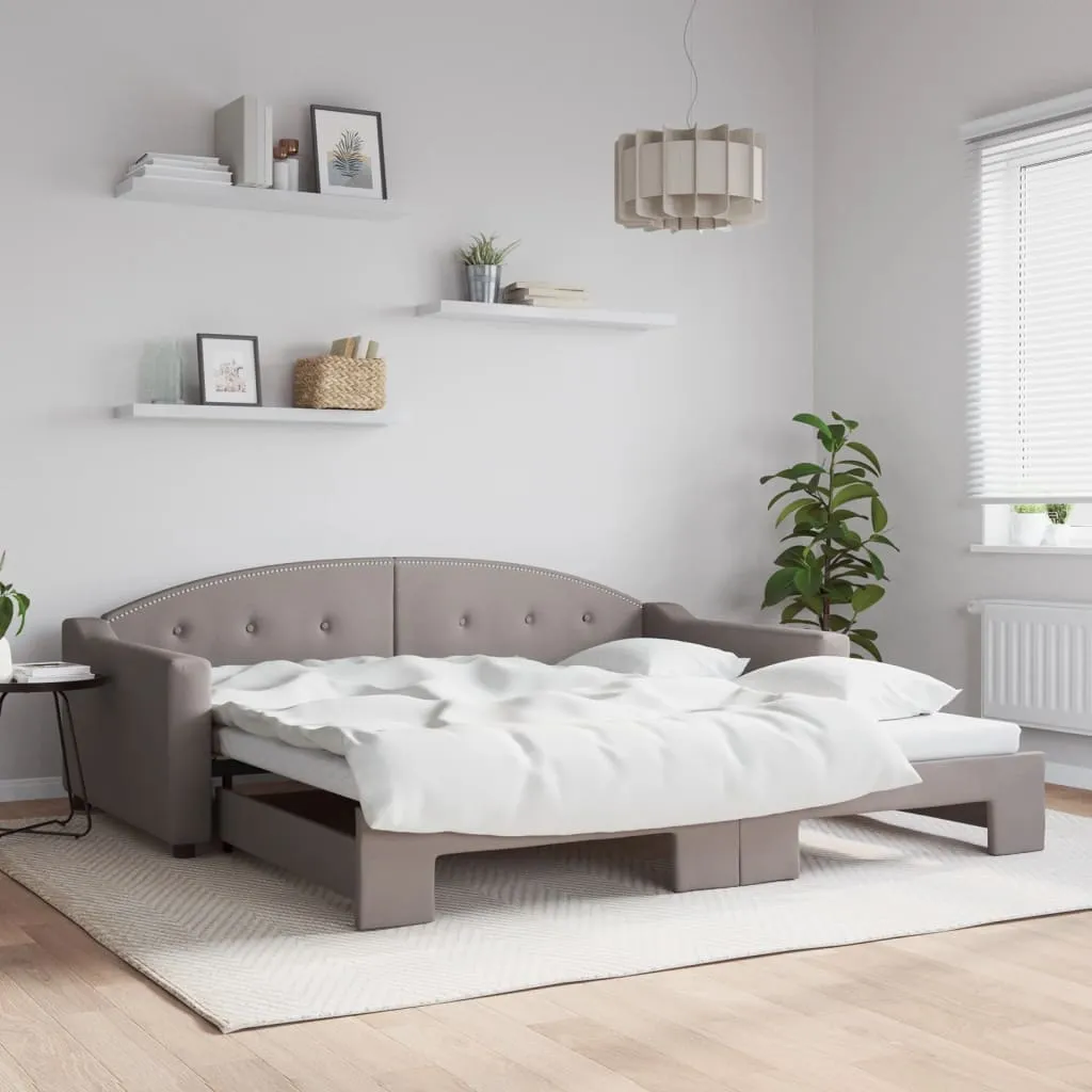 vidaXL Dnevni krevet na razvlačenje smeđesivi 100 x 200 cm od tkanine - Venlo