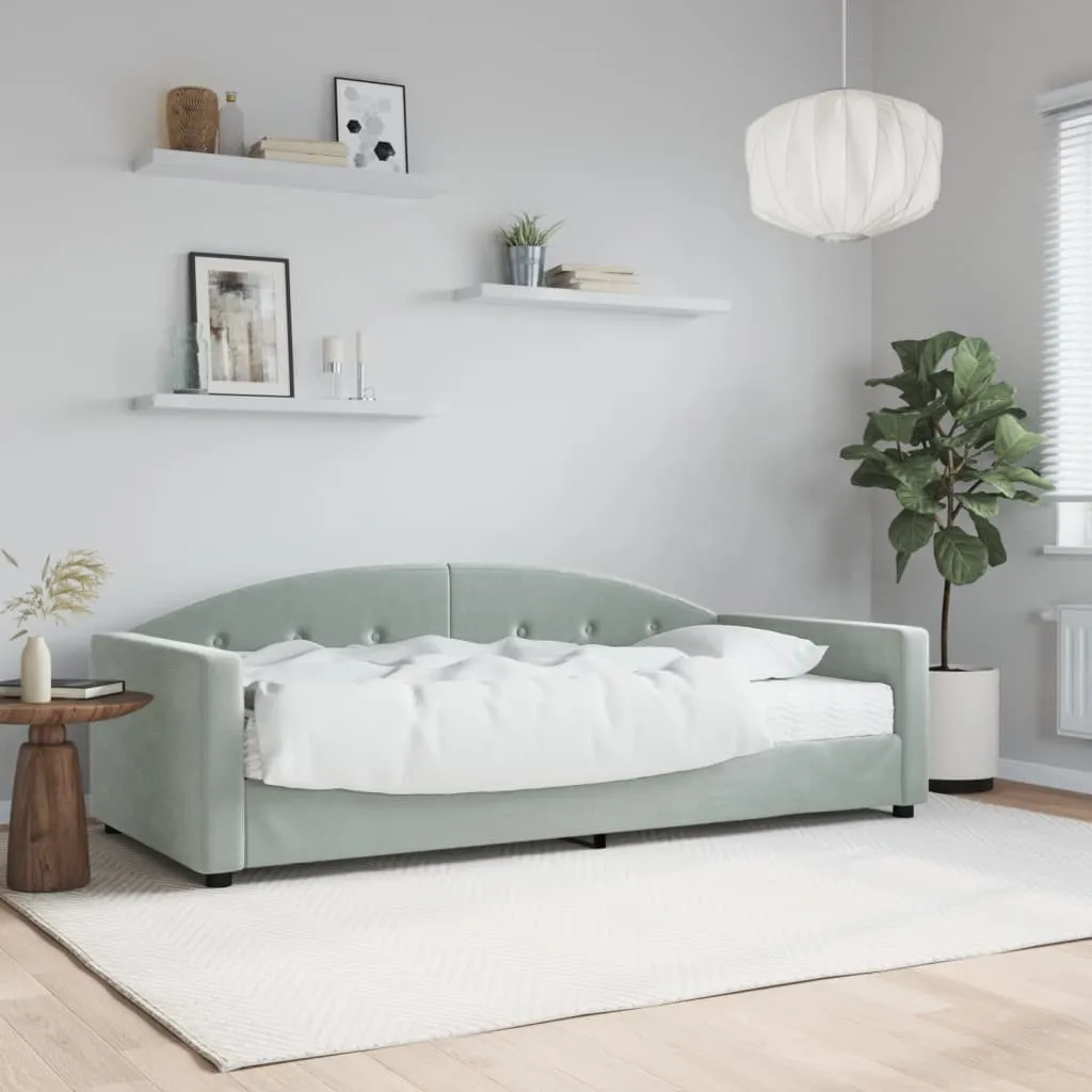 vidaXL Dnevni krevet s madracem svjetlosivi 90 x 200 cm baršunasti - Venlo