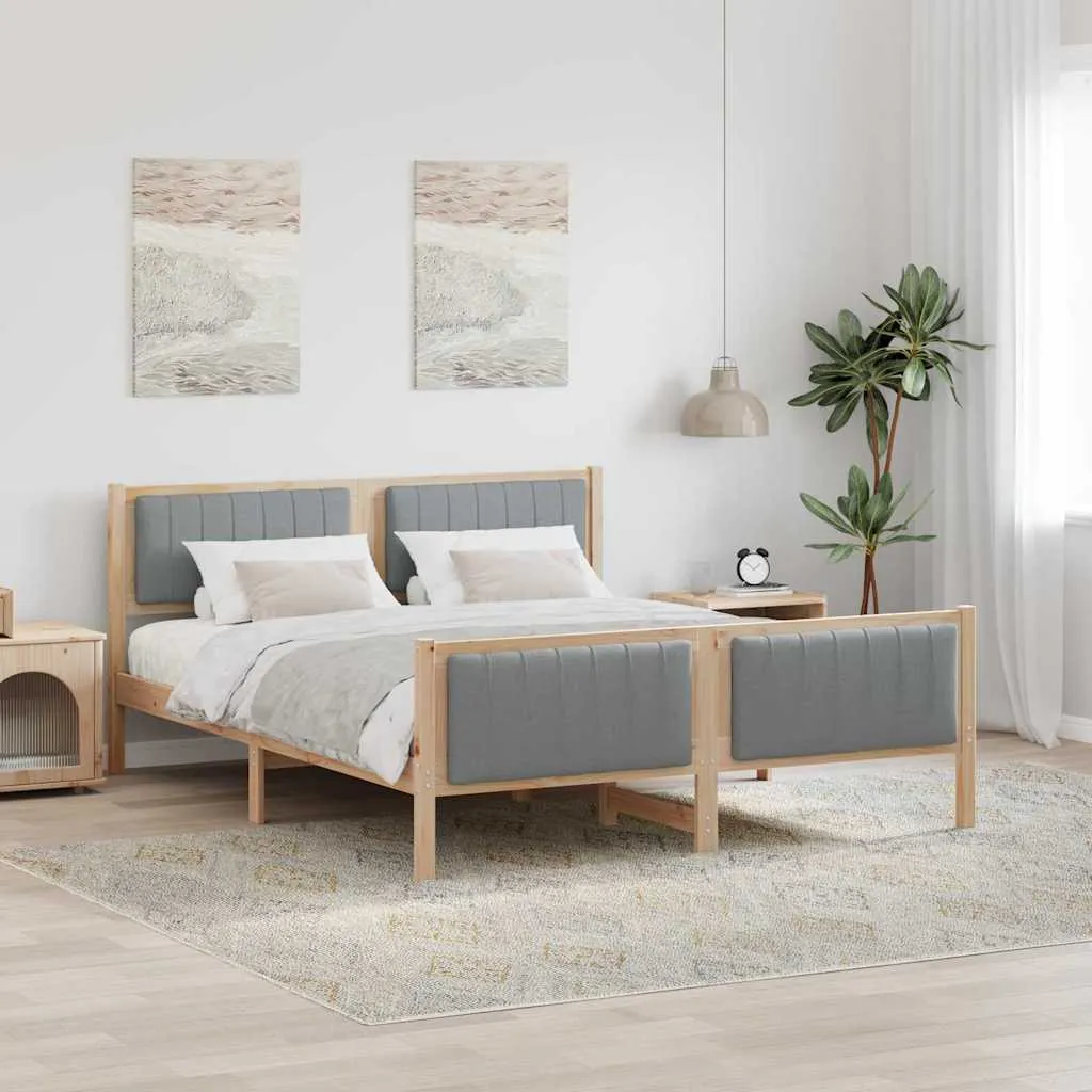 vidaXL Okvir kreveta s uzglavljem Smeđa i svijetlo siva 160 x 200 cm - Venlo