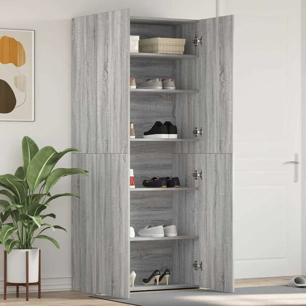 vidaXL Ormar za cipele 80 x 35.5 x 180 cm Konstruirano drvo Siva - Venlo