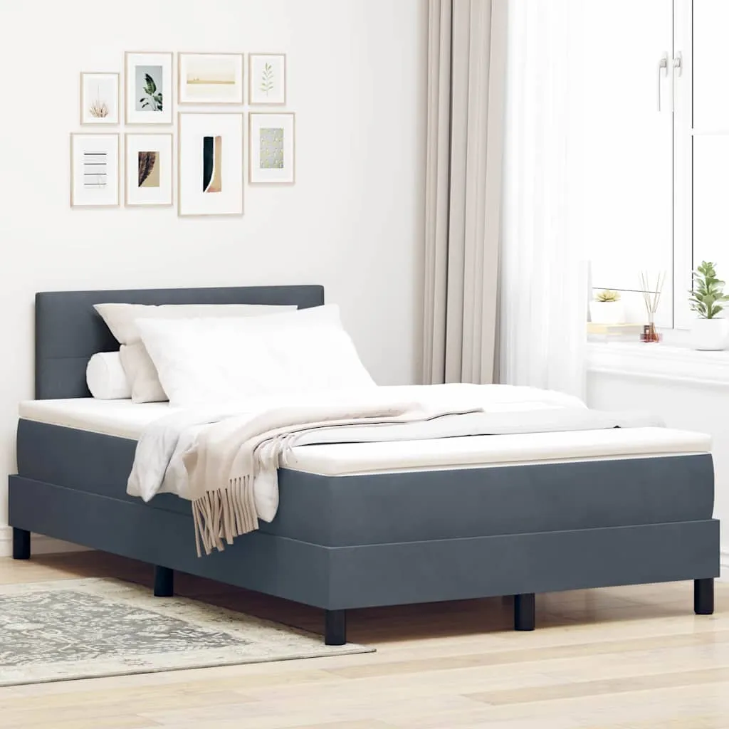vidaXL Krevet s opruga kutije Tamno siva 120 x 190 cm Baršun - Venlo