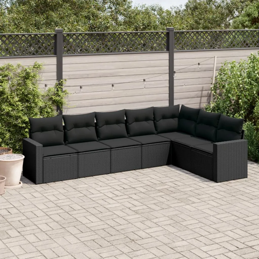 vidaXL 7-dijelni set vrtnih sofa od poliratana s jastucima crni - Venlo