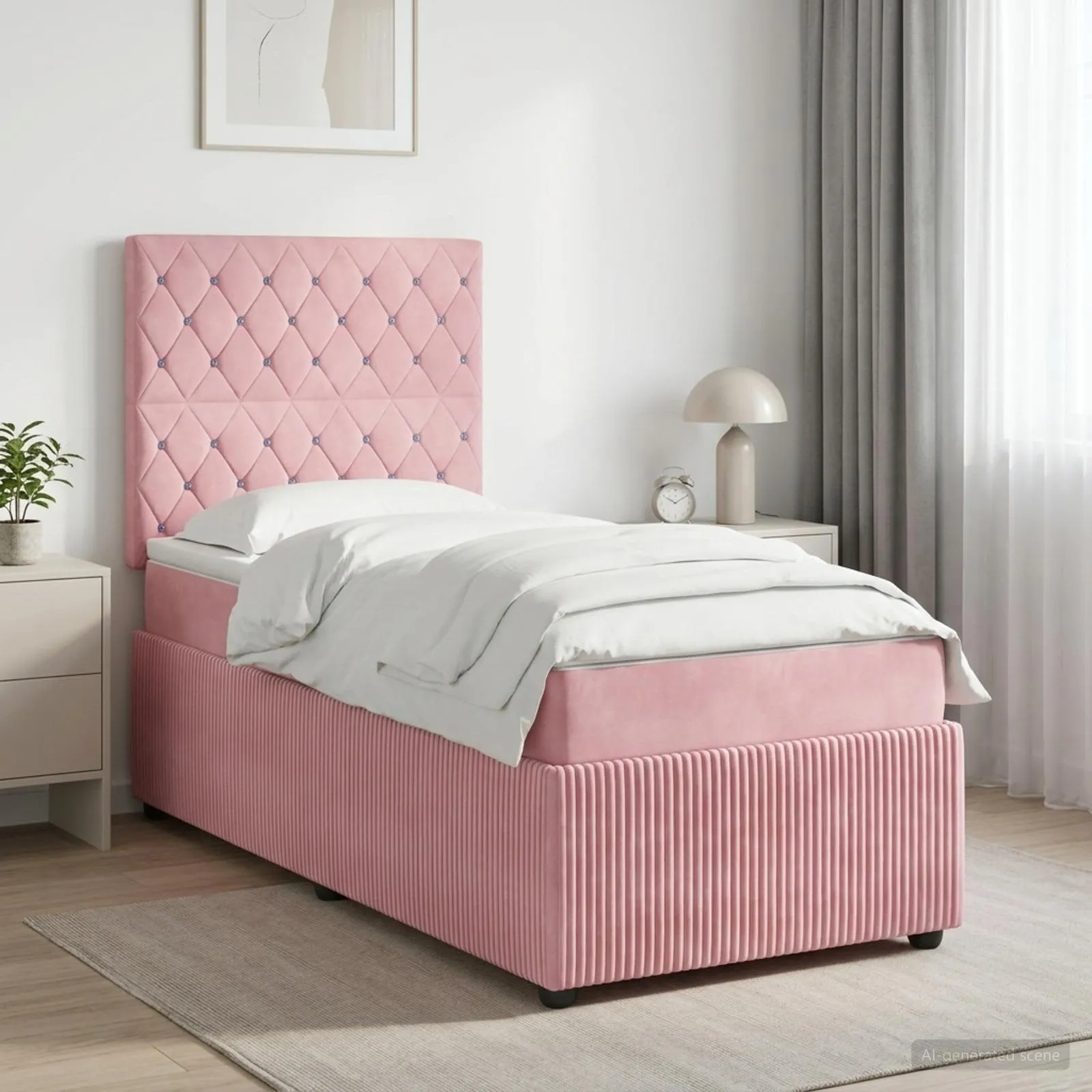 vidaXL Boxspring krevet s madracem Ružičasta 80 x 200 cm Baršun - Venlo