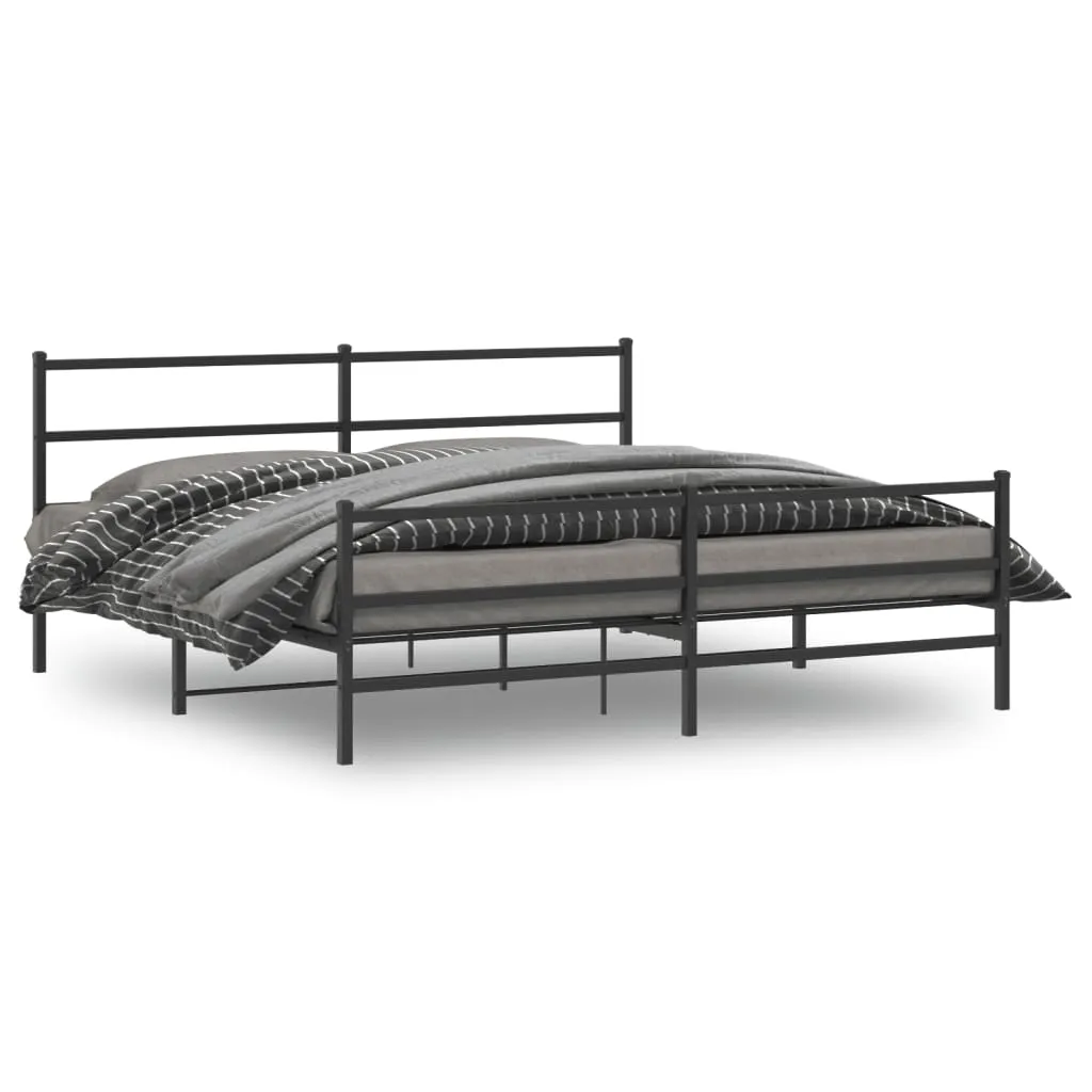 vidaXL Metalni okvir kreveta s uzglavljem i podnožjem crni 193x203 cm - Venlo