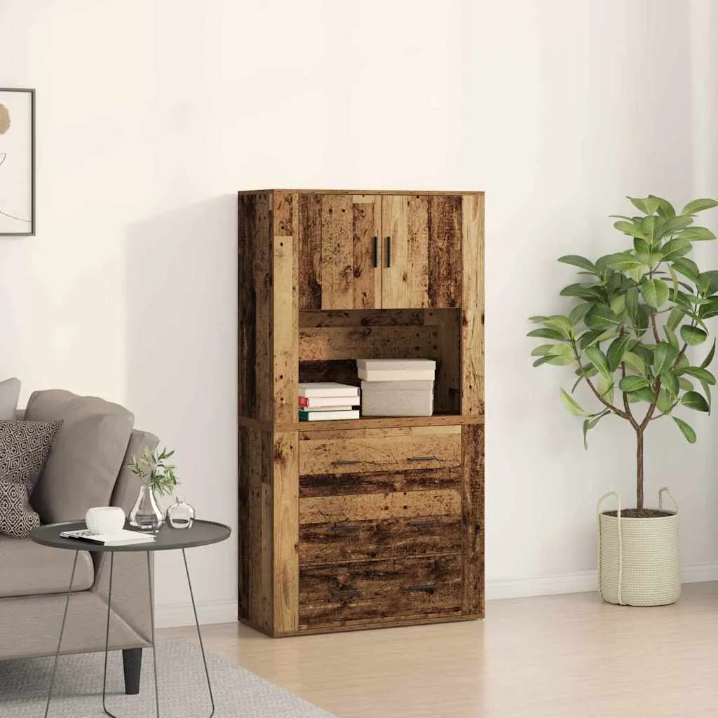 vidaXL Highboard Staro drvo 80 x 33 x 150 cm Konstruirano drvo - Venlo