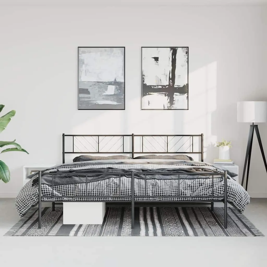 vidaXL Metalni okvir kreveta uzglavlje i podnožje crni 193x203 cm - Venlo