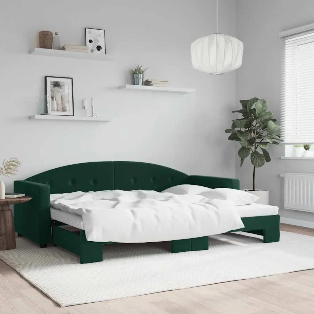 vidaXL Dnevni krevet na razvlačenje tamnozeleni 80 x 200 cm baršunasti - Venlo
