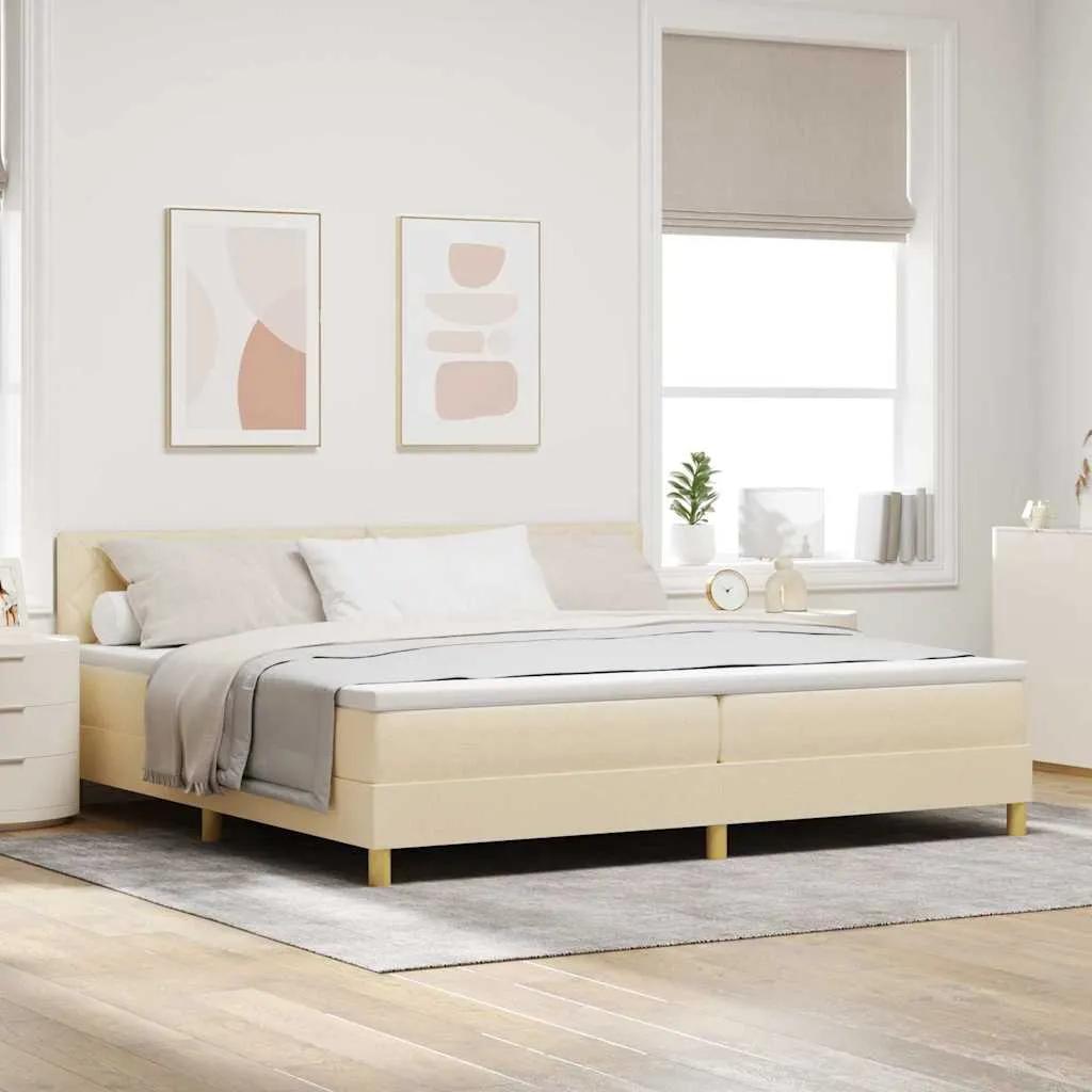vidaXL Krevet s opruga kutije s jastukom Krema 200 x 200 cm tkanina - Venlo