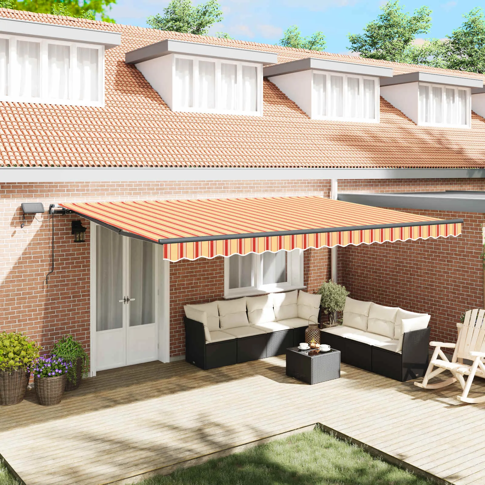 vidaXL Povlačivi tende Žuta i narančasta 500 × 300 cm - Venlo