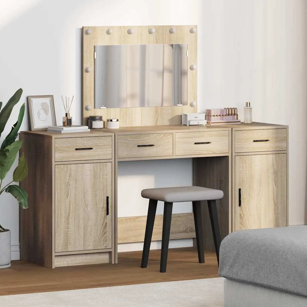 vidaXL Toaletni stol 3 kom. Smeđa 78,5 x 41 x 135 cm Konstruirano drvo - Venlo