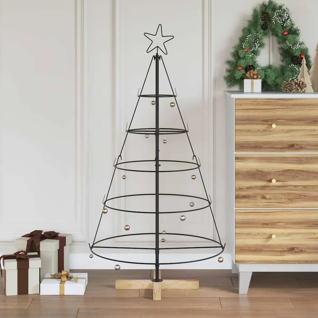 vidaxl božićno drvo u obliku čunja s stalakom crna 126 cm čelik - slika 1