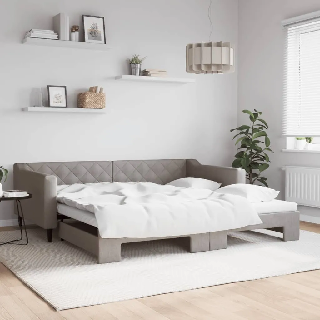 vidaXL Dnevni krevet na razvlačenje smeđesivi 100 x 200 cm od tkanine - Venlo