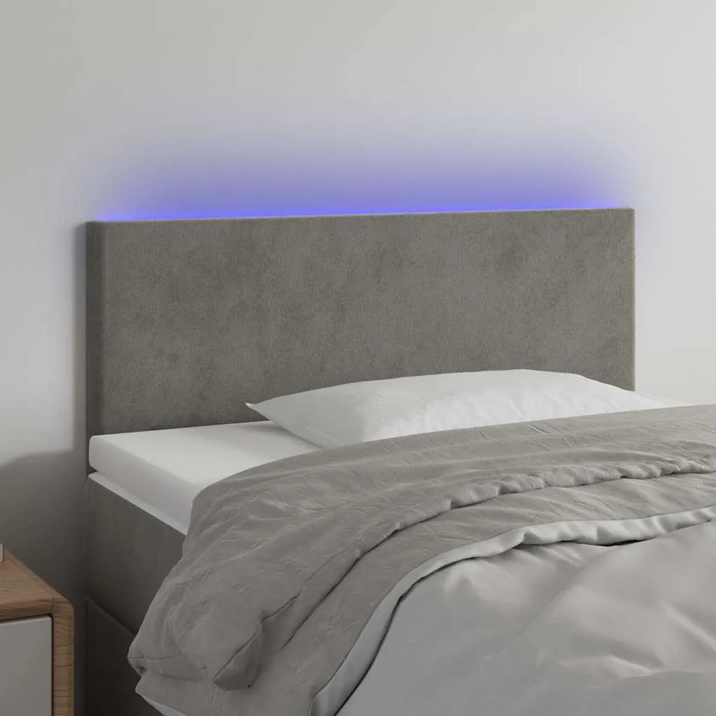 vidaXL LED uzglavlje svjetlosivo 80 x 5 x 78/88 cm baršunasto - Venlo