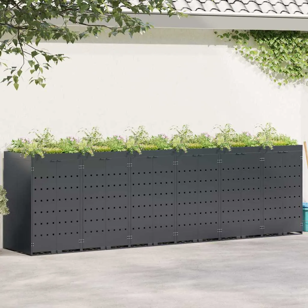 vidaXL Skladištenje kanti za 6 kanti Antracit 408 x 77,5 x 121,5 cm - Venlo