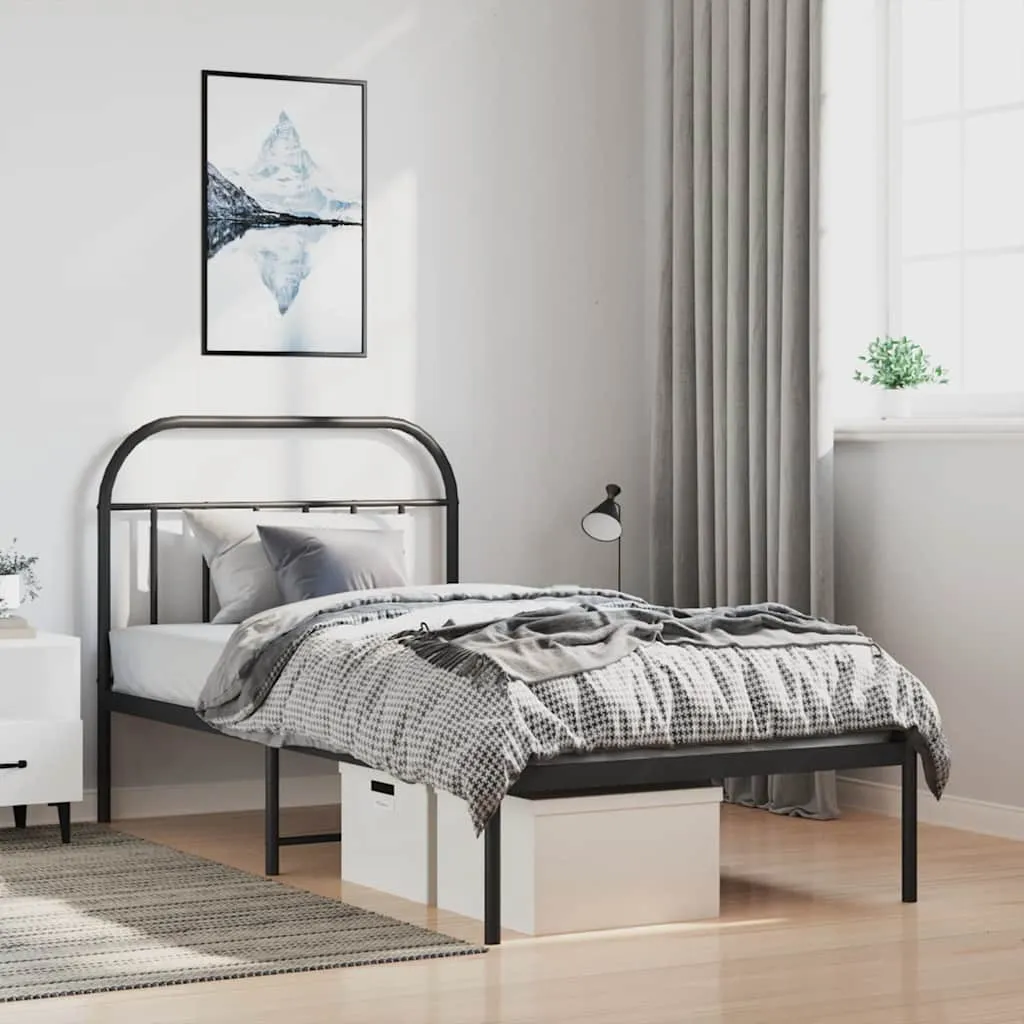 vidaXL Metalni okvir za krevet s uzglavljem crni 100x200 cm - Venlo