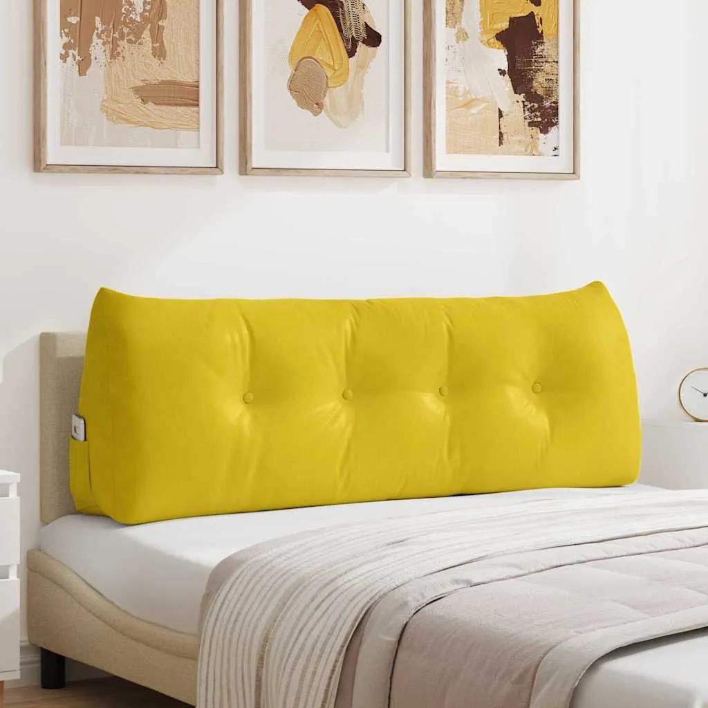 vidaxl jastuk za leđa žuta 140 x 24 x 50 cm baršun - slika 1