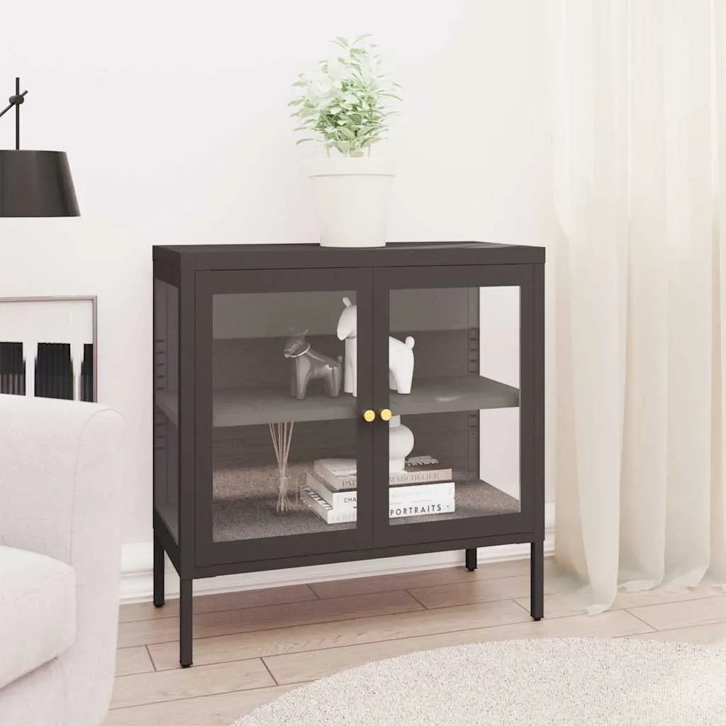 vidaXL Komoda antracit 70 x 35 x 70 cm od čelika i stakla - Venlo