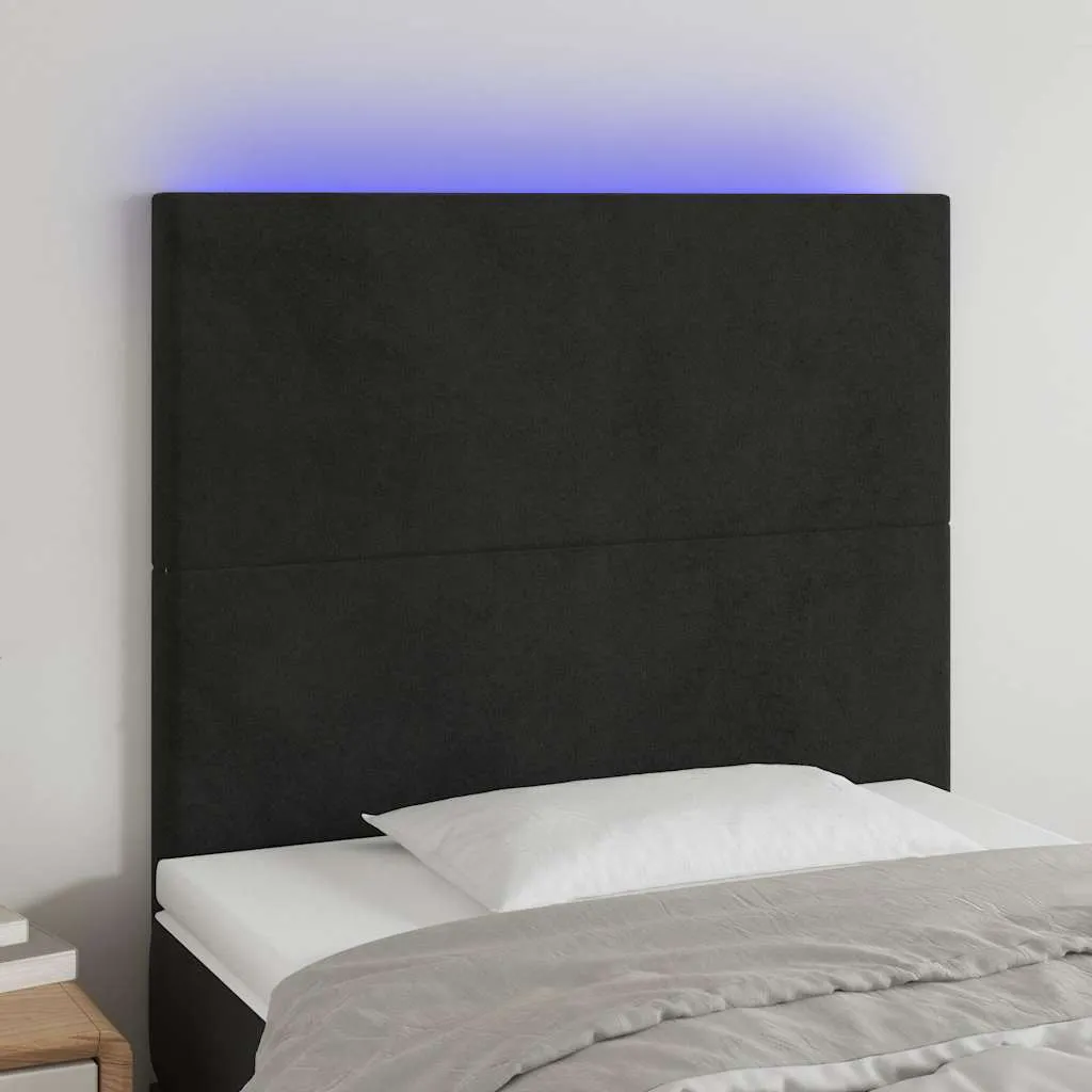 vidaXL LED uzglavlje crno 100x5x118/128 cm baršunasto - Venlo
