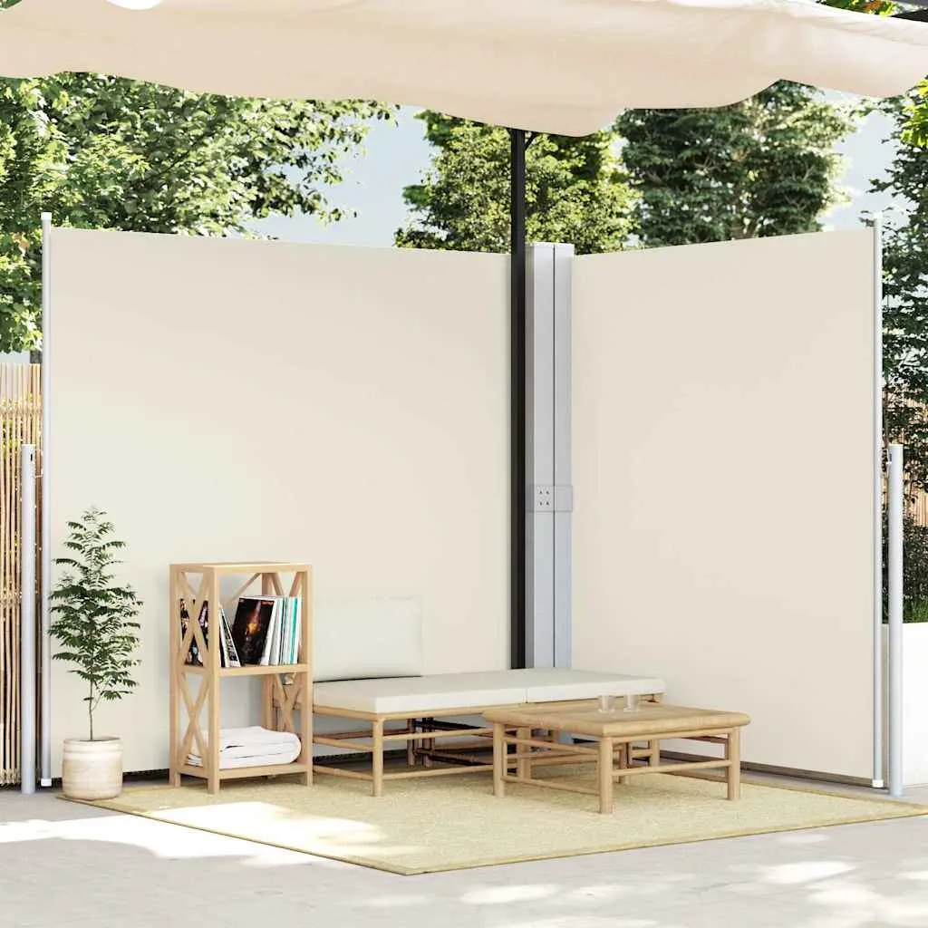 vidaXL Uvlačiva dvostruka bočna tenda za terasu 170 x 600 cm krem - Venlo