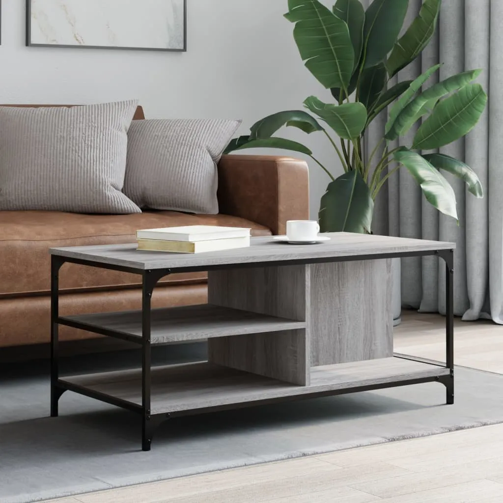 vidaXL Stolić za kavu boja sivog hrasta 100x50x45 cm konstruirano drvo - Venlo