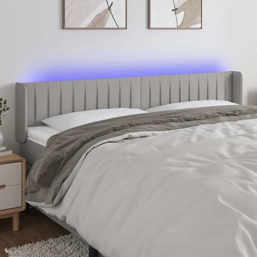vidaXL LED uzglavlje svjetlosivo 203x16x78/88 cm od tkanine - Venlo