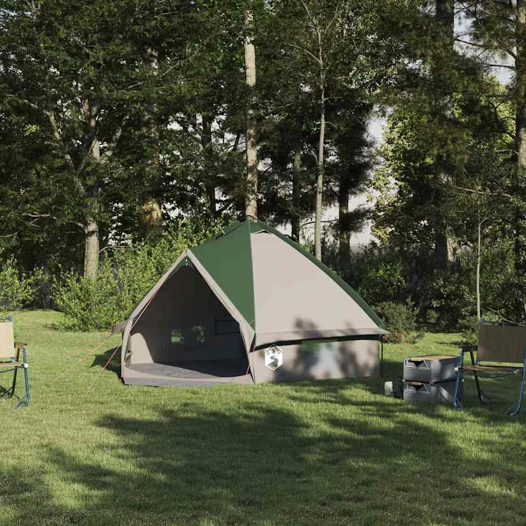 vidaxl tenda za 4 osobe 4 osoba zelena i siva - slika 1
