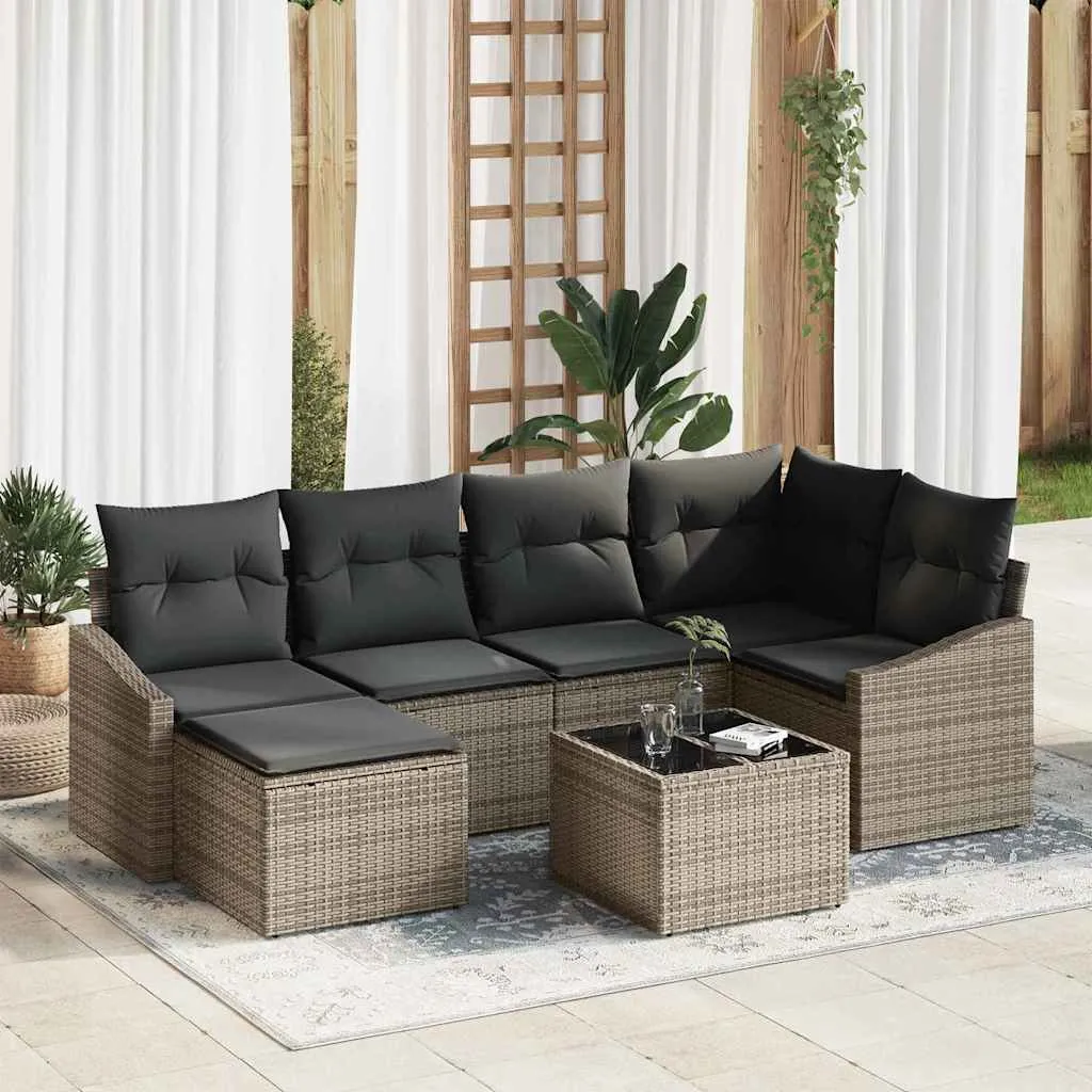 vidaXL Vrtni set za objed 7 kom. Siva, Crna - Venlo