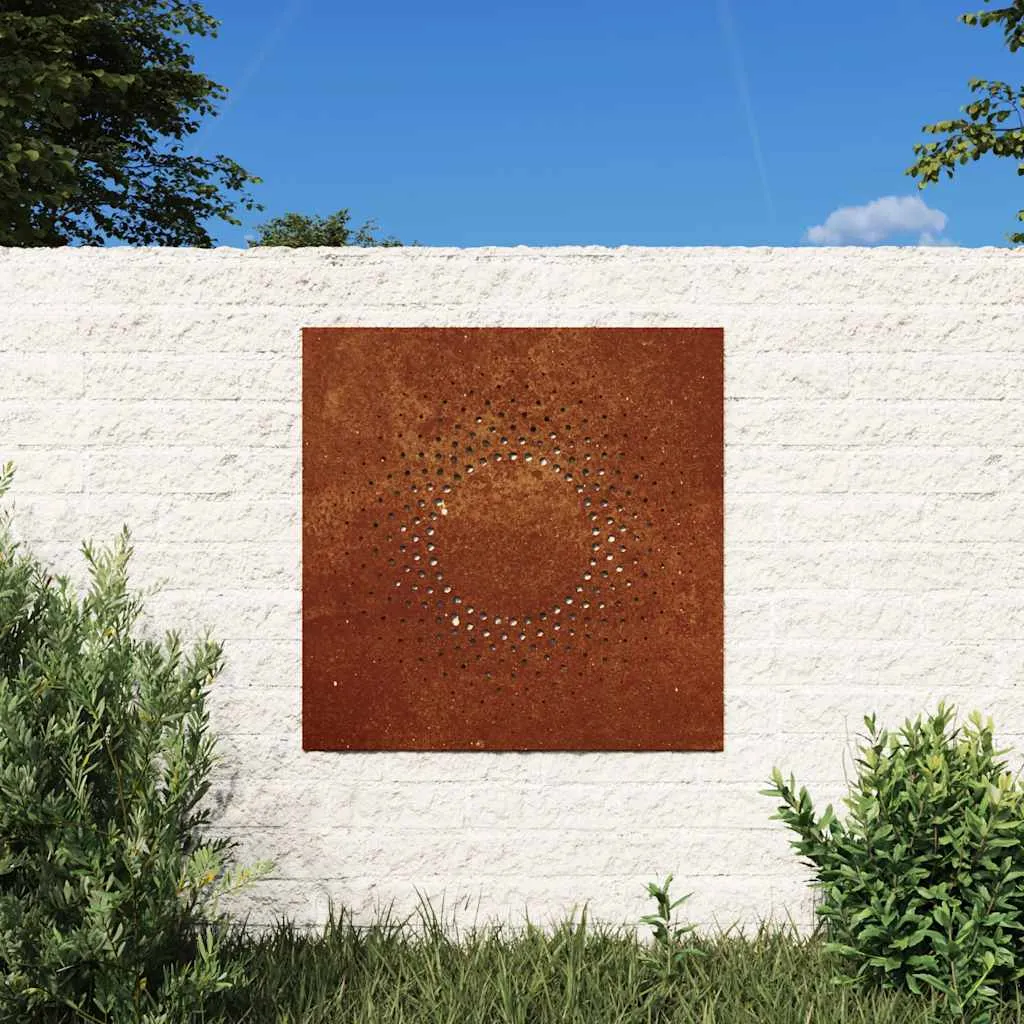vidaxl vrtni zidni ukras 55 x 55 cm od čelika cor-ten s uzorkom sunca - slika 1