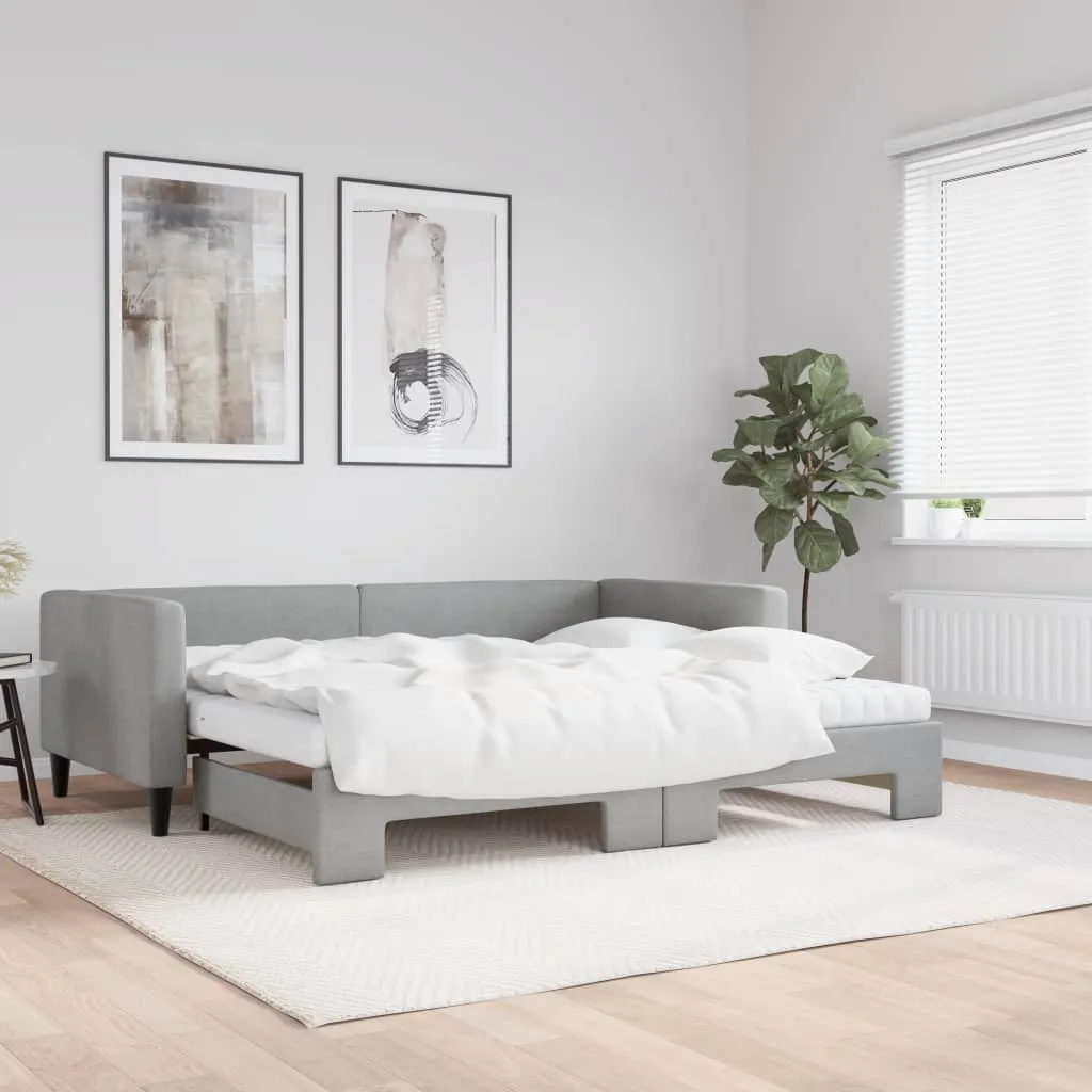 vidaXL Dnevni krevet na razvlačenje svjetlosivi 90 x 190 cm od tkanine - Venlo