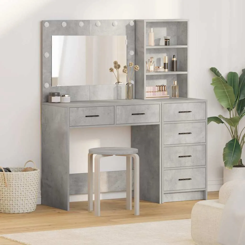 vidaXL Toaletni stol 2 kom. Siva 78.5 x 41 x 135 cm Konstruirano drvo - Venlo