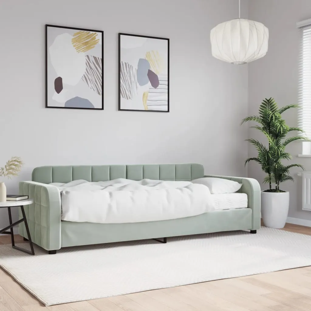 vidaXL Dnevni krevet s madracem svjetlosivi 80 x 200 cm baršunasti - Venlo