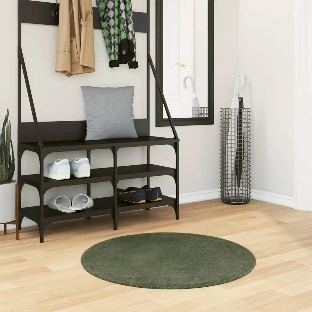 vidaXL Tepih HUARTE kratkih vlakana mekani i perivi zeleni Ø 80 cm - Venlo