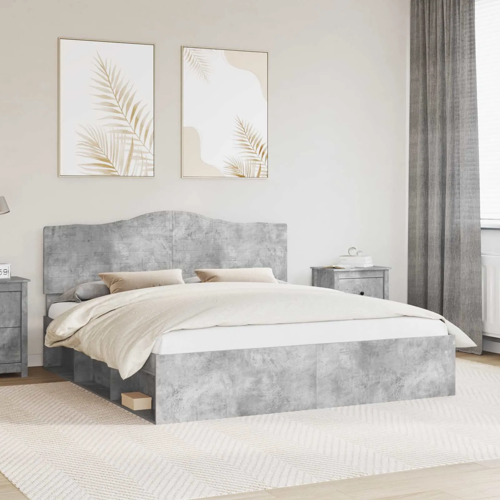 vidaXL Krevetna konstrukcija Beton 180 x 200 cm Čvrsto borovo drvo - Venlo
