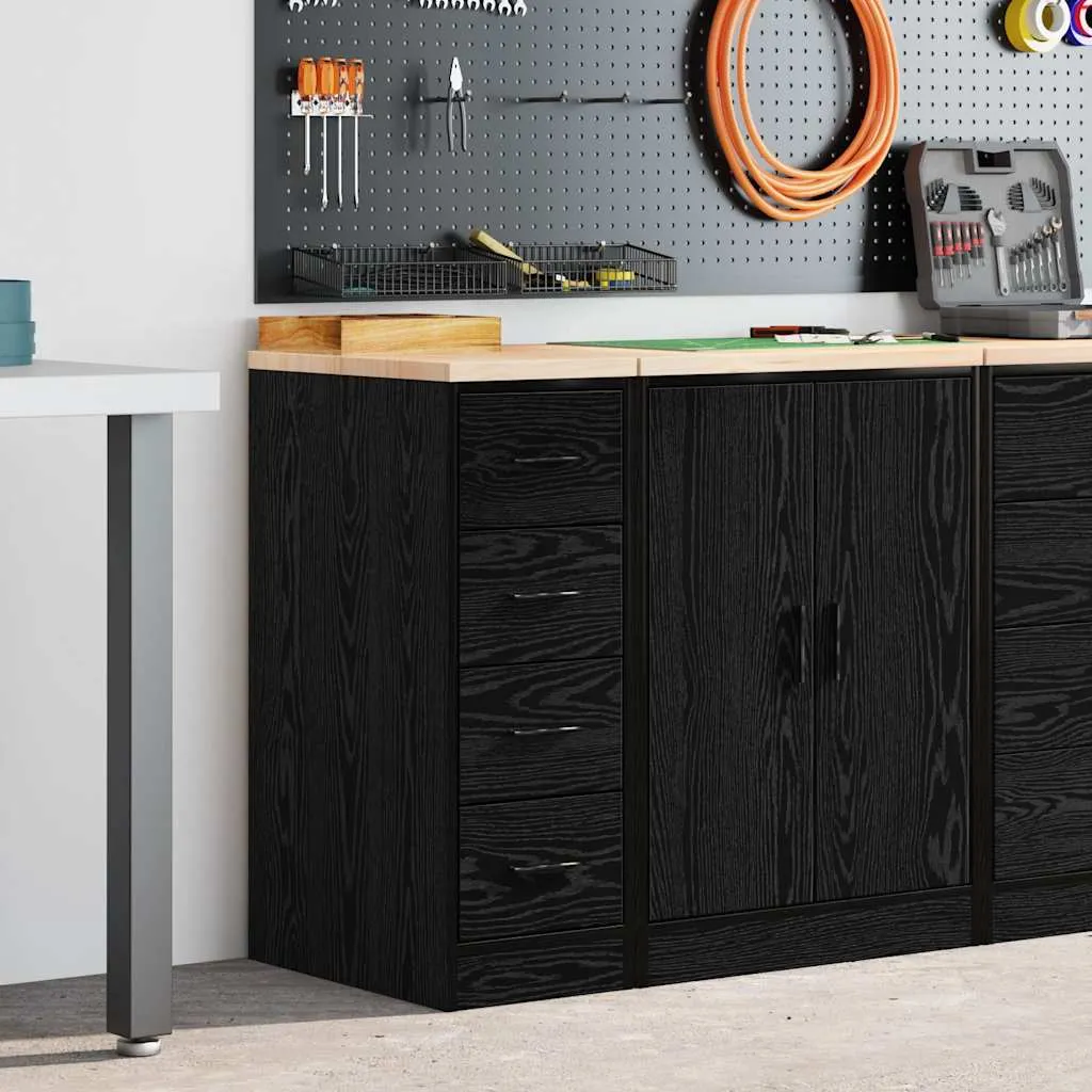 vidaxl garažni ormar za odlaganje crni 30x51x85 cm masivne borovine - slika 1