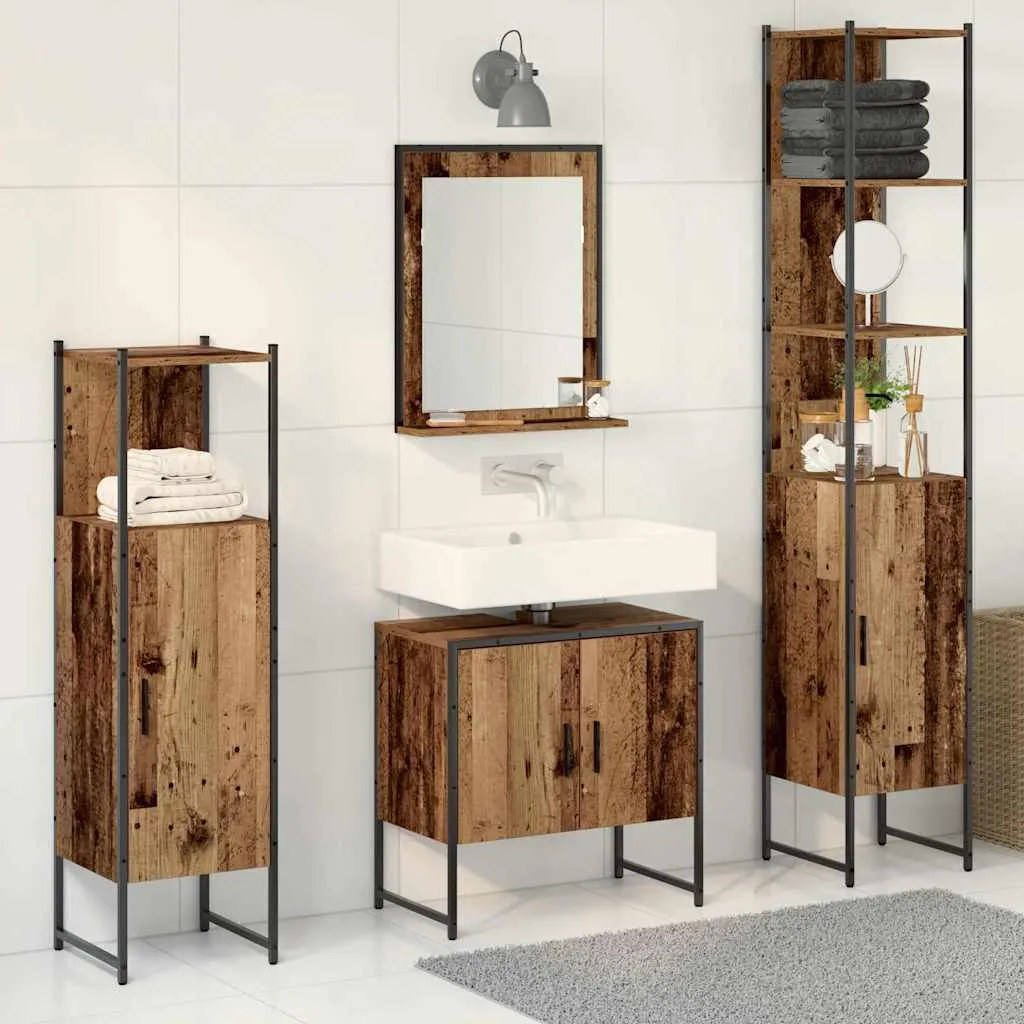 vidaXL Set namještaja za kupaonicu 4 kom. Smeđa 33 x 33 x 185,5 cm - Venlo