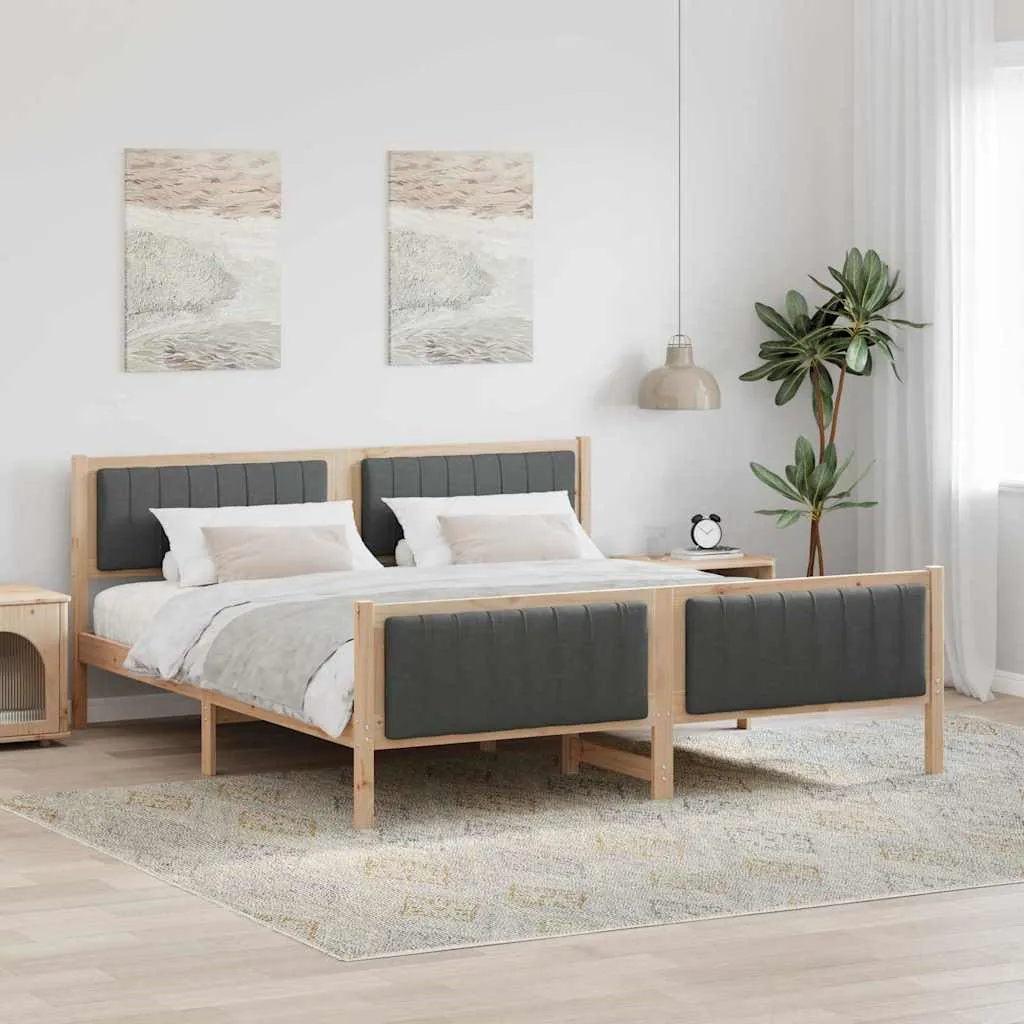 vidaXL Okvir kreveta smeđe i tamnosivo 180 x 200 cm Masivna borovina - Venlo