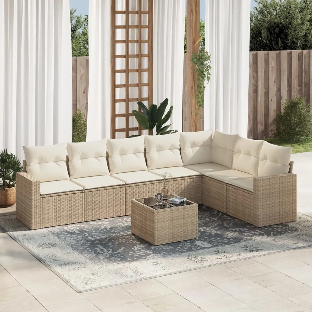 vidaXL 8-dijelni set vrtnih sofa od poliratana s jastucima bež - Venlo