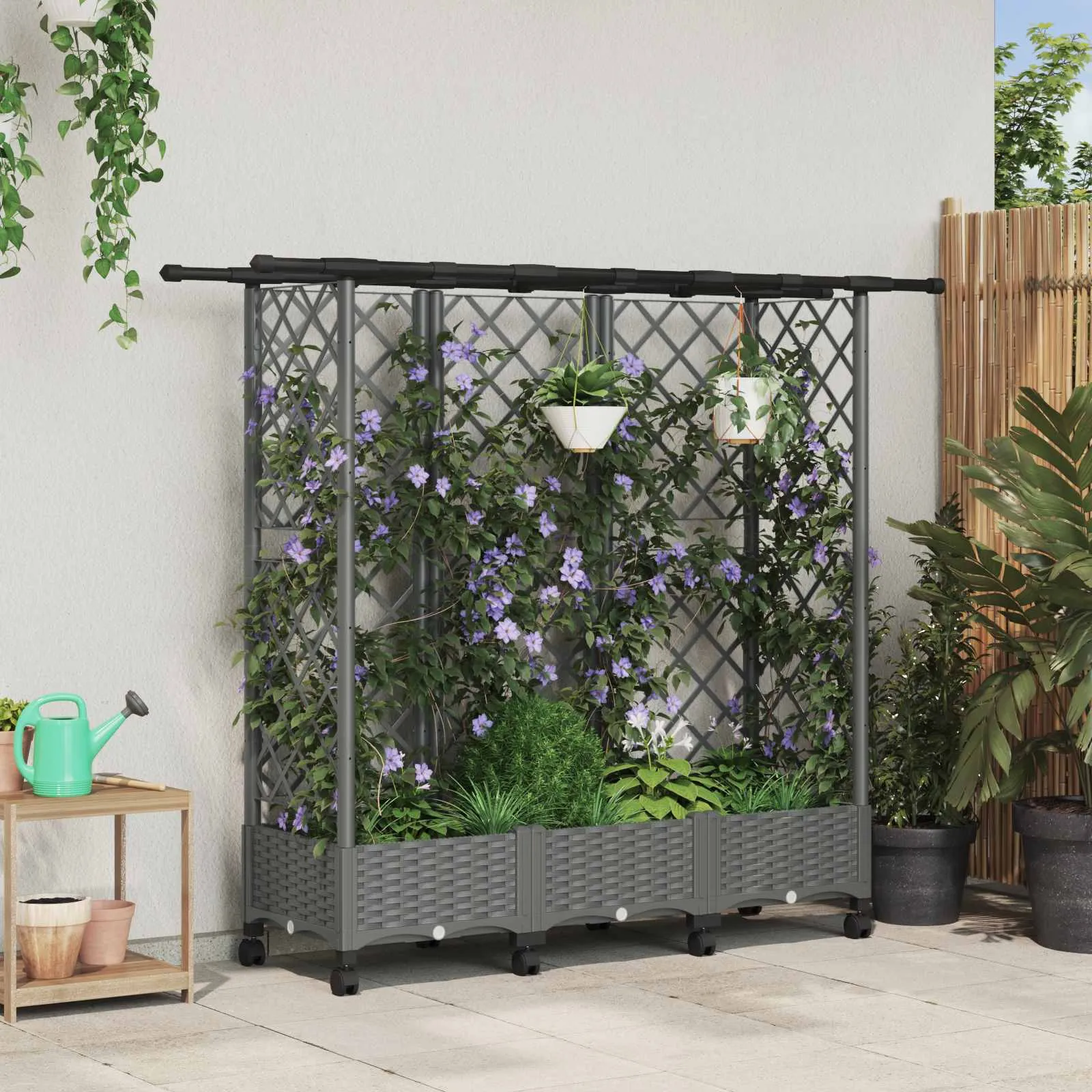 vidaXL Povišeni krevet s mrežom i krovom Svjetlosiva 164 x 40 x 127 cm - Venlo