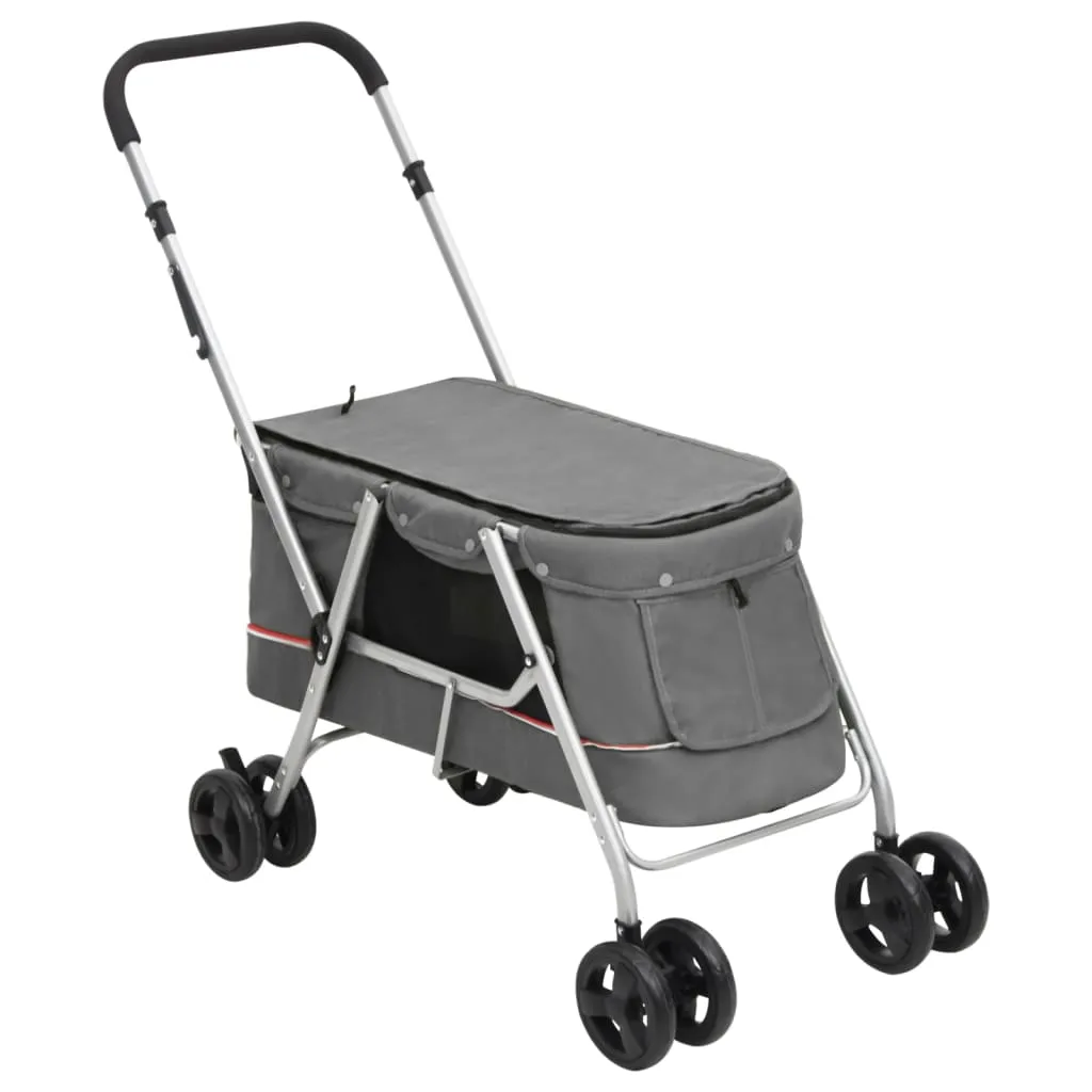 vidaxl sklopiva kolica za pse siva 100 x 49 x 96 cm od lanene tkanine - slika 1