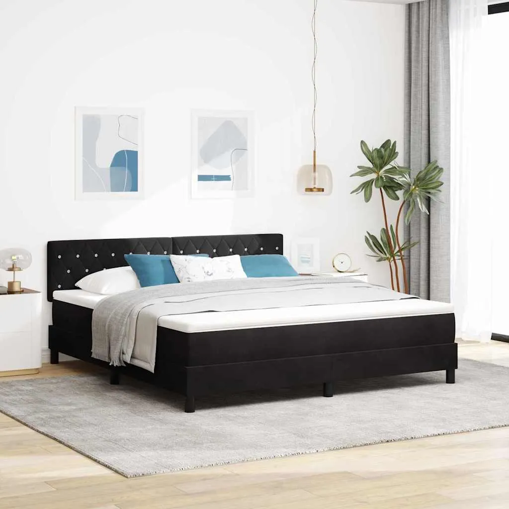 vidaXL Krevet s opruga kutije s madracem Crna 180 x 200 cm Baršun - Venlo