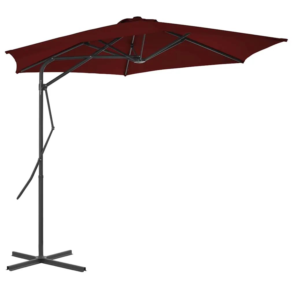 vidaXL Vrtni suncobran s čeličnim stupom 300 x 230 cm bordo - Venlo
