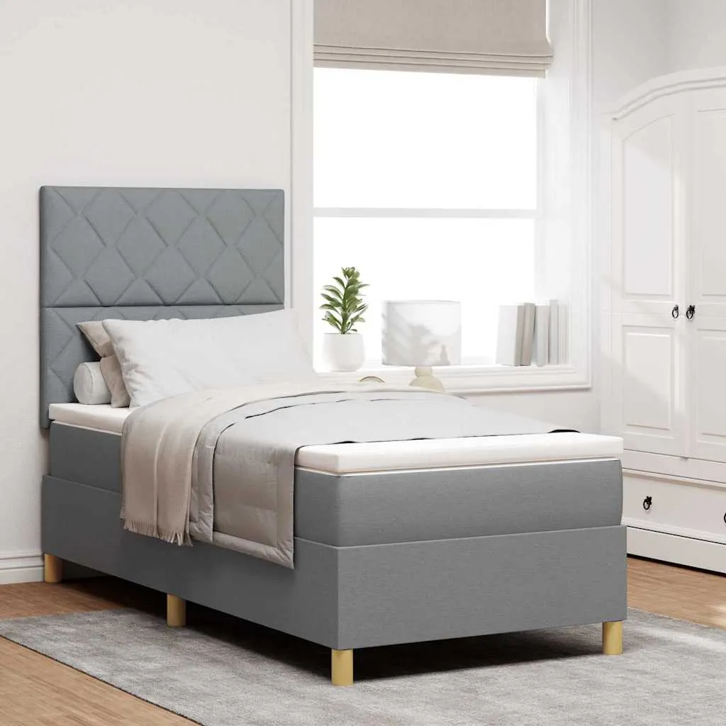 vidaXL Krevet s opruga kutije Svijetlo siva 90 x 190 cm tkanina - Venlo