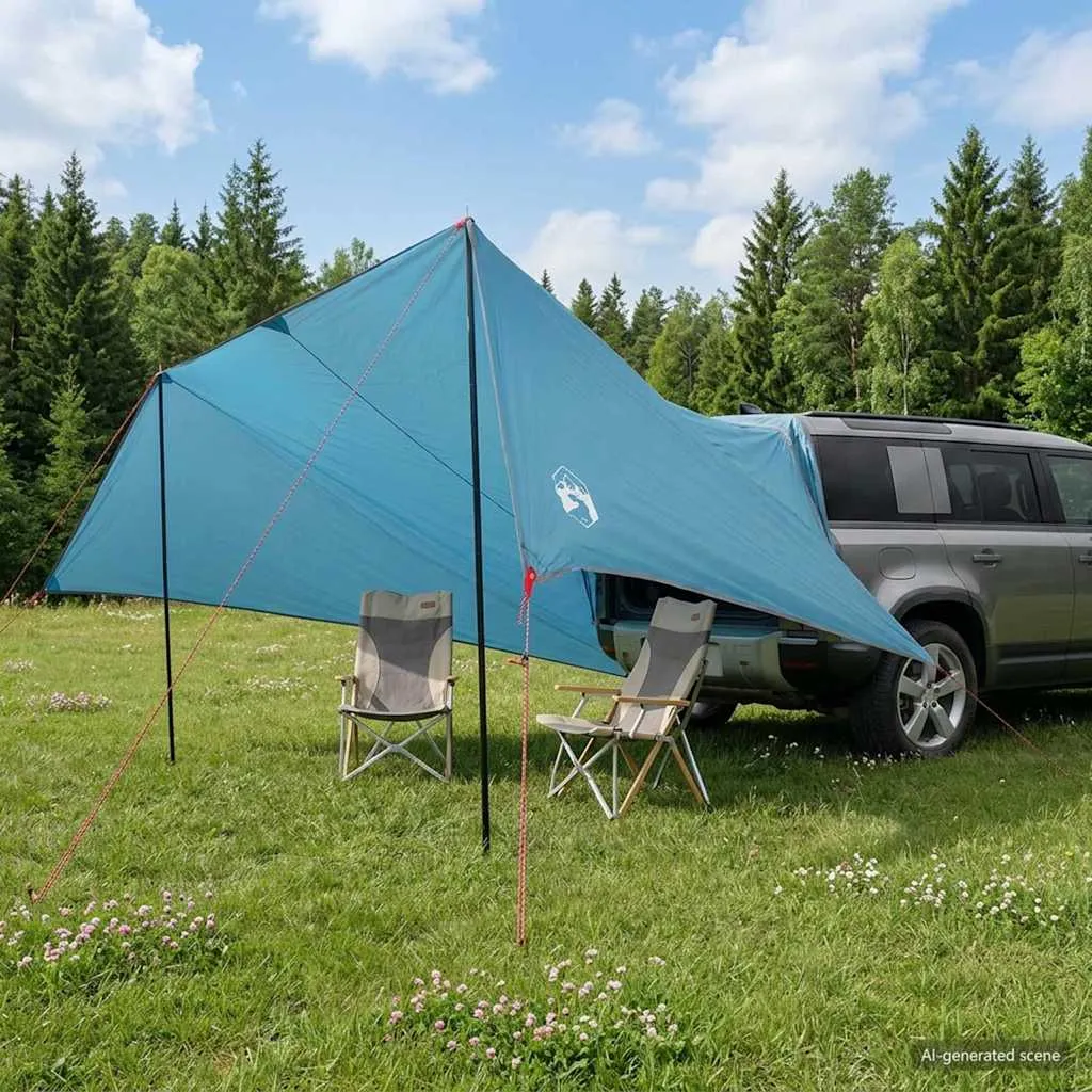 vidaxl nadstrešnica za vozilo s krovom plava 518 x 580 x 215 cm - slika 1