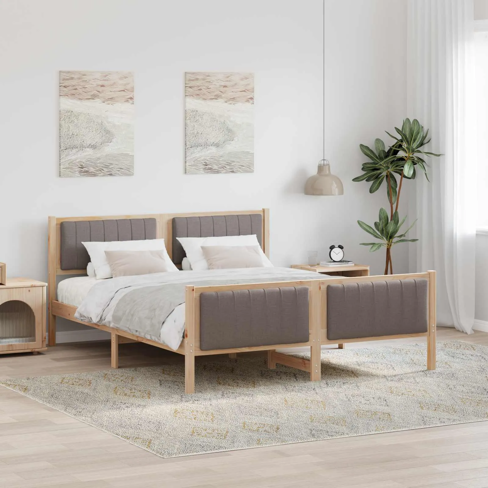 vidaXL Okvir kreveta Smeđa i taupe 160 x 200 cm Masivna borovina - Venlo