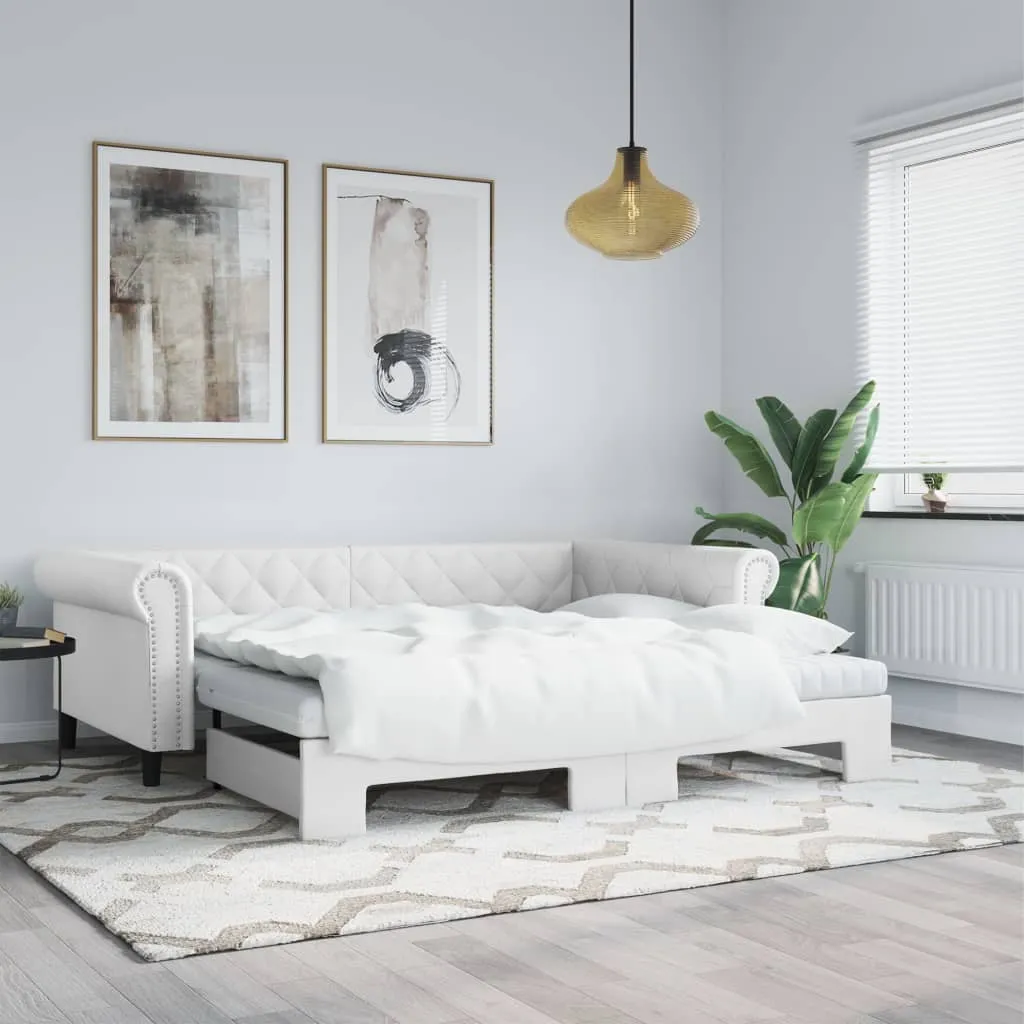 vidaXL Dnevni krevet na razvlačenje bijeli 90 x 200 cm od umjetne kože - Venlo