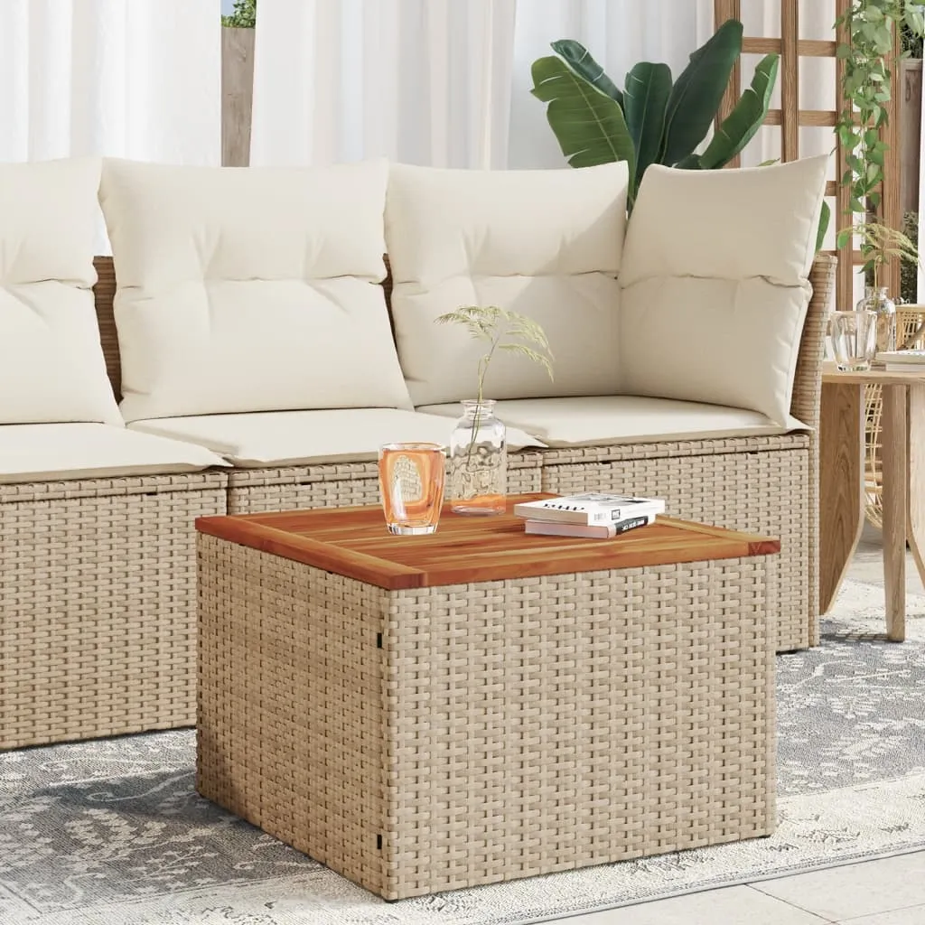 vidaXL Vrtni stol bež 55 x 55 x 37 cm od poliratana i bagremovog drva - Venlo