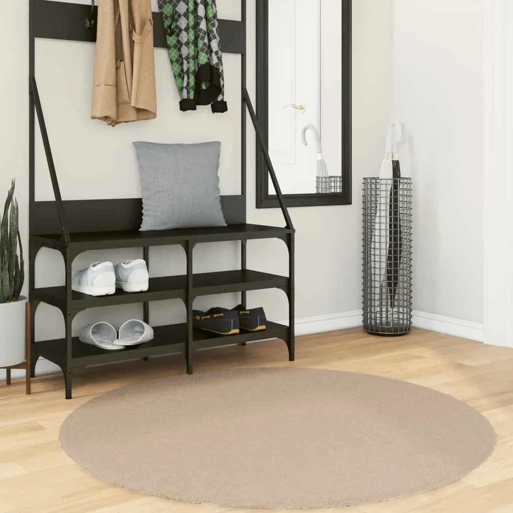 vidaXL Tepih HUARTE kratkih vlakana meki i perivi Ø120 cm boja pijeska - Venlo