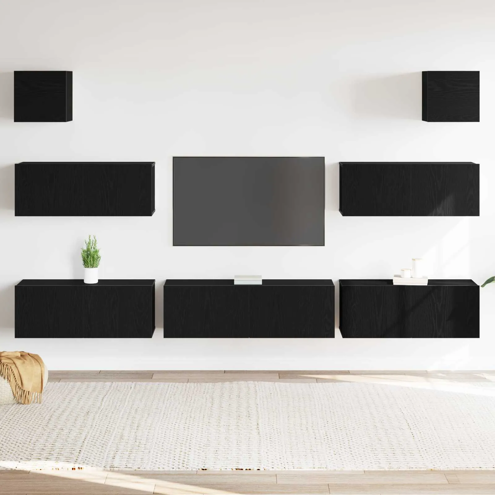 vidaXL Set TV komoda 7 kom. Crni hrast Konstruirano drvo - Venlo